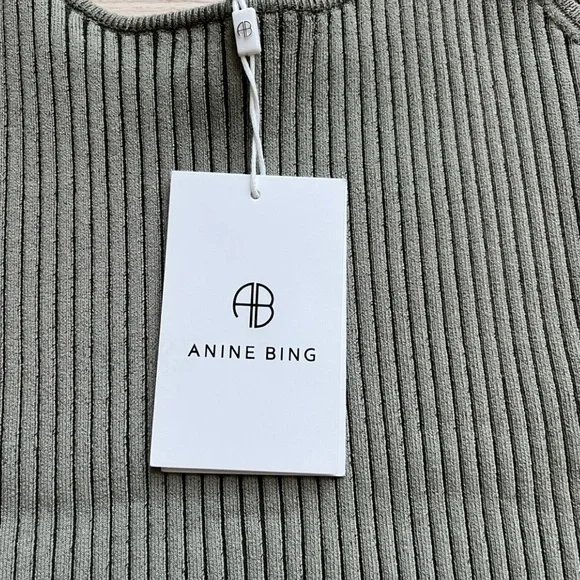 Anine Bing Ribbed Knit Tank in Sage - Picture 3 of 6